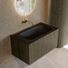 Mondiaz KURVE Ensemble de meuble salle de bain - 80x46x40cm - 1 tiroir - lavabo en solid surface - milieu - sans trou de robinet - Shadow SW1414174