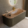 MONDIAZ KURVE-DLUX 105cm meuble de salle de bains arrondi Gauche couleur Shadow avec 1 tiroir et 1 porte. Lavabo BIG SMALL Droite 1 trou de robinet Arena. SW1431299