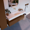 Mondiaz ALAN-DLUX Ensemble de meuble - 130cm - meuble Rust mat - 2 tiroirs - Lavabo Cloud Ostra suspendu - vasque Centre - 0 trous de robinet SW807410