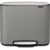 Brabantia Bo Poubelle à pédale - 3x11 litres - 3 seau intérieur en plastiques - mineral concrete grey SW1117450