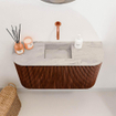 Mondiaz JOYA-DLUX Meuble de salle de bains 73.2cm - arrondi gauche et droite couleur Ruby - Vasque FAYE position Milieu Sans trou de robinet couleur Glace SW1423575