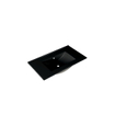 Adema Chaci Badkamermeubelset - 80x46x55cm - 1 keramische wasbak zwart - 1 kraangat - 2 lades - ronde spiegel met verlichting - mat wit SW816272