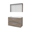 Basic-Line Comfort 46 ensemble de meubles de salle de bain 100x46cm sans poignée 2 tiroirs lavabo acrylique 1 trou de robinetterie armoire de toilette mfc scotch oak SW350973