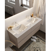 Mondiaz VICA ensemble de meuble de salle de bain - 120cm - meuble sous-vasque fumée - 4 tiroirs - lavabo denia double - 2 trous de robinet XL version 60cm de haut SW1089784