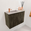 Mondiaz JOYA-DLUX 61.6cm toiletmeubel - ronding rechts kleur Shadow - Wastafel FAYE positie Links 1 kraangat kleur Glace. SW1422796