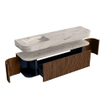MONDIAZ THOR-DLUX 170cm badmeubel ronding links + rechts kleur Walnut met 1 lade en 2 deuren. Vrijhangende wastafel CLOUD Links 1 kraangat kleur Nata. SW1465779