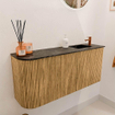Mondiaz JOYA-DLUX Meuble de toilette 91,6cm - arrondi gauche couleur Chêne - Vasque FAYE position Droite 1 trou de robinet couleur Lava. SW1422081