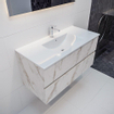 Mondiaz VICA ensemble de meuble de salle de bain - 100cm - meuble sous-vasque carrara - 2 tiroirs - lavabo denia milieu - 1 trou de robinet - miroir LED - version XL 60cm haut SW1097611