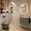 MONDIAZ TURE-DLUX Meuble toilette - 60cm - Army - EDEN - vasque Glace - position centrale - sans trou de robinet SW1103167