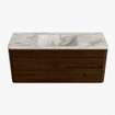 Mondiaz CIRO-DLUX Badkamermeubelset - 120x45x50cm - Solid surface wastafel Frappe - 1 wasbak Midden - zonder kraangaten - 2 lades - Walnut SW1530315