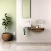 Clou Flush 3 fontein 36x18cm kraangat rechts met handdoekhouder aluite Wit mat SW102685
