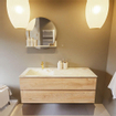 MONDIAZ VICA-DLUX Ensemble meuble de salle de bains - 130cm - meuble bas Washed oak - 2 tiroirs - vasque à encastrer cloud à gauche - 1 trou de robinet - version hauteur 60cm - Frappe SW1088788