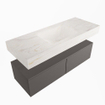 Mondiaz ALAN-DLUX Ensemble de meuble - 120cm - meuble Dark grey mat - 2 tiroirs - Lavabo Cloud Ostra suspendu - vasque Centre - 1 trou de robinet SW807301