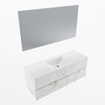 Mondiaz VICA ensemble de meuble de salle de bain - 130cm - meuble sous-vasque carrara - 2 tiroirs - lavabo cloud milieu - 1 trou de robinet - couleur talc - miroir LED - version XL 60cm haut SW1095789