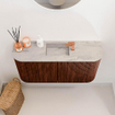 Mondiaz JOYA-DLUX 83.2cm toiletmeubel - ronding links en rechts kleur Ruby - Wastafel FAYE positie Midden 1 kraangat kleur Glace. SW1423586