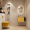 MONDIAZ TURE-DLUX Meuble toilette - 60cm - Ocher - EDEN - vasque Glace - position centrale - sans trou de robinet SW1103380