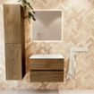 MONDIAZ VICA Ensemble meuble de salle de bains - 70x50cm - 2 tiroirs - Chai - lavabo MOON central - 1 trou de robinet - Talc SW1223461