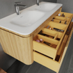 Saniclass Terra Meuble sous lavabo - 120cm - 2 tiroirs - lavabo solid surface - 1 cuve - 2 trous de robinet - coins arrondis - sandwood (chene clair) SW1447034