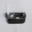 QeramiQ Fuente Ensemble de Lavabo - 40x21.5x12cm - gauche - lisse - demi-rond - 1 trou de robinet - céramique - ensemble de robinet blanc mat - bouchon de vidange - siphon réduit - noir mat SW1232804