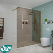 FugaFlow Eccelente Vetro douche à l'italienne salle de bain - 160x200cm - verre fumé - bras mural - cuivre brossé SW1124427