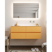 Mondiaz VICA ensemble de meuble de salle de bain - 120cm - meuble sous-vasque ocre 4 tiroirs - lavabo lune droite - sans trou de robinet version XL 60cm de haut SW1089638