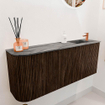 Mondiaz JOYA-DLUX Meuble de salle de bains 101.6cm - arrondi gauche couleur Walnut - Vasque FAYE position Droite 1 trou de robinet couleur Sombra. SW1424751