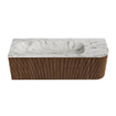 MONDIAZ KURVE-DLUX 135cm Meuble salle de bain avec module 25 D - couleur Walnut - 1 tiroir - 1 porte - vasque BIG MEDIUM gauche - 1 trou de robinet - couleur Glace SW1138037