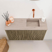 Mondiaz JOYA-DLUX 70cm toiletmeubel - kleur Dusk - Wastafel FAYE positie Rechts Zonder kraangat kleur Saba. SW1426057
