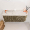 Mondiaz JOYA-DLUX Meuble de salle de bains - 81,6cm - arrondi droit couleur Dusk - Vasque FAYE position Gauche 1 trou de robinet couleur Ostra SW1423402