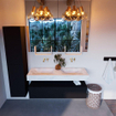 Mondiaz ALAN-DLUX Ensemble de meuble - 130cm - meuble Urban mat - 1 tiroir - Lavabo Cloud Opalo suspendu - vasque Gauche et droite - 0 trous de robinet SW806366