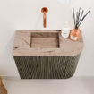 Mondiaz JOYA-DLUX Meuble de toilette 51,6cm - arrondi droit couleur Shadow - Lavabo FAYE position Gauche Sans trou de robinet couleur Arena SW1424840