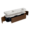 MONDIAZ THOR-DLUX 190cm meuble de salle de bains arrondi gauche + droite couleur Walnut avec 2 tiroirs et 2 portes. Vasque suspendue CLOUD Double 2 trous de robinet couleur Glace. SW1466432