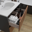 Adema Industrial 2.0 Ensemble de meuble - 60x45x55cm - 1 vasque ovale en céramique blanche - 1 trou de robinet - armoire de toilette noire - bois/noir SW857172