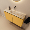 MONDIAZ TURE-DLUX Meuble toilette - 80cm - Ocher - EDEN - vasque Frappe - position centrale - sans trou de robinet SW1102868