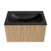 MONDIAZ KURVE 70cm Meuble salle de bain - couleur Oak - 1 tiroir - vasque BIG SMALL centre - 1 trou de robinet - Urban SW1138366