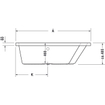 Duravit Paiova baignoire acrylique biseautée droite 170x130x46cm blanc 0297536