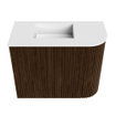 Mondiaz JOYA 51.6cm toiletmeubel - ronding rechts kleur Walnut - Wastafel FAYE positie Links 1 kraangat kleur Talc. SW1421295