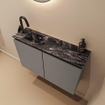 MONDIAZ TURE-DLUX Meuble toilette - 80cm - Smoke - EDEN - vasque Lava - position gauche - 1 trou de robinet SW1104062