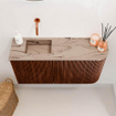 Mondiaz JOYA-DLUX Meuble de toilette 81,6cm - arrondi droit couleur Ruby - Lavabo FAYE position gauche sans trou de robinet couleur Arena SW1425312