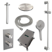 BRAUER Brushed Edition Regendoucheset inbouw - hoofddouche 20 cm - 2 functies - glijstang - inclusief inbouwdeel - handdouche Rond 3 standen - geborsteld RVS PVD SW538446