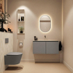 MONDIAZ TURE-DLUX Meuble toilette - 100cm - Smoke - EDEN - vasque Ostra - position centrale - sans trou de robinet SW1105106