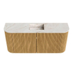 Mondiaz JOYA-DLUX 93.2cm meuble de toilette - arrondis gauche et droite couleur Chêne - Vasque FAYE position Milieu 1 trou de robinet couleur Frappe SW1421983