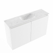 MONDIAZ TURE-DLUX Meuble toilette - 80cm - Talc - EDEN - vasque Opalo - position centrale - 1 trou de robinet SW1104156