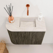 Mondiaz JOYA-DLUX 51.6cm toiletmeubel - ronding links kleur Shadow - Wastafel FAYE positie Rechts Zonder kraangat kleur Ostra. SW1423017