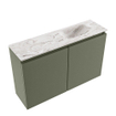 MONDIAZ TURE-DLUX Meuble toilette - 80cm - Army - EDEN - vasque Glace - position droite - 1 trou de robinet SW1103214