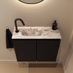 MONDIAZ TURE-DLUX Meuble toilette - 60cm - Urban - EDEN - vasque Glace - position gauche - 1 trou de robinet SW1103126