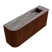Mondiaz JOYA-DLUX 91.6cm meuble de toilette - arrondi gauche couleur Ruby - Vasque FAYE position Droite 1 trou de robinet couleur Oza. SW1425541