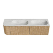 MONDIAZ KURVE-DLUX 165cm Meuble salle de bain avec module 25 G - couleur Oak - 2 tiroirs - 1 porte - vasque STOR SMALL double / droite - sans trou de robinet - couleur Opalo SW1137606