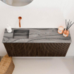 Mondiaz JOYA-DLUX 90cm meuble de salle de bains - couleur Walnut - Vasque FAYE position Gauche Sans trou de robinet couleur Sombra. SW1424728