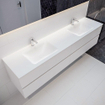 MONDIAZ VICA Ensemble de meuble salle de bain - 200cm - 4 tiroirs - lavabo Cloud double - 2 trous de robinet - solid surface talc SW410396